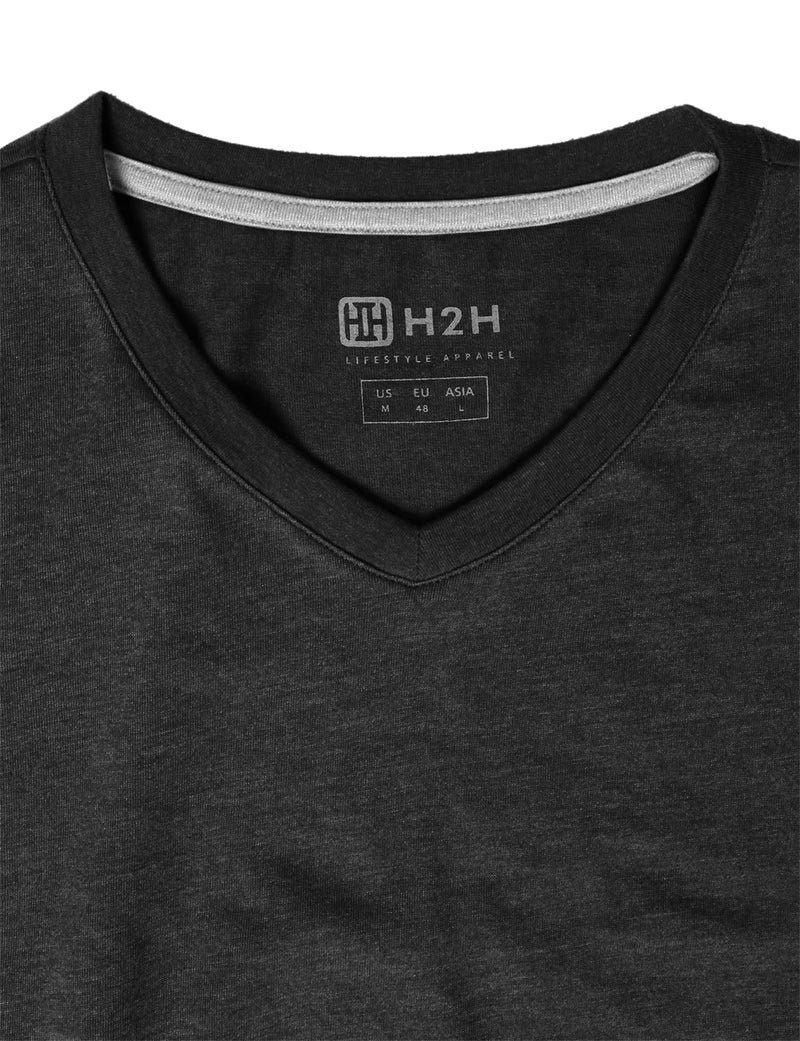 H2H Comfortably Stylish Mens V-Neck Long Sleeve Slim Fit T-Shirts Charcoal US M/Asia L (KMTTL0374) - Image 4